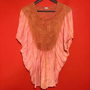 Viscose Tie Dye Embroidered Kaftan Top Made in India‎ Free Size